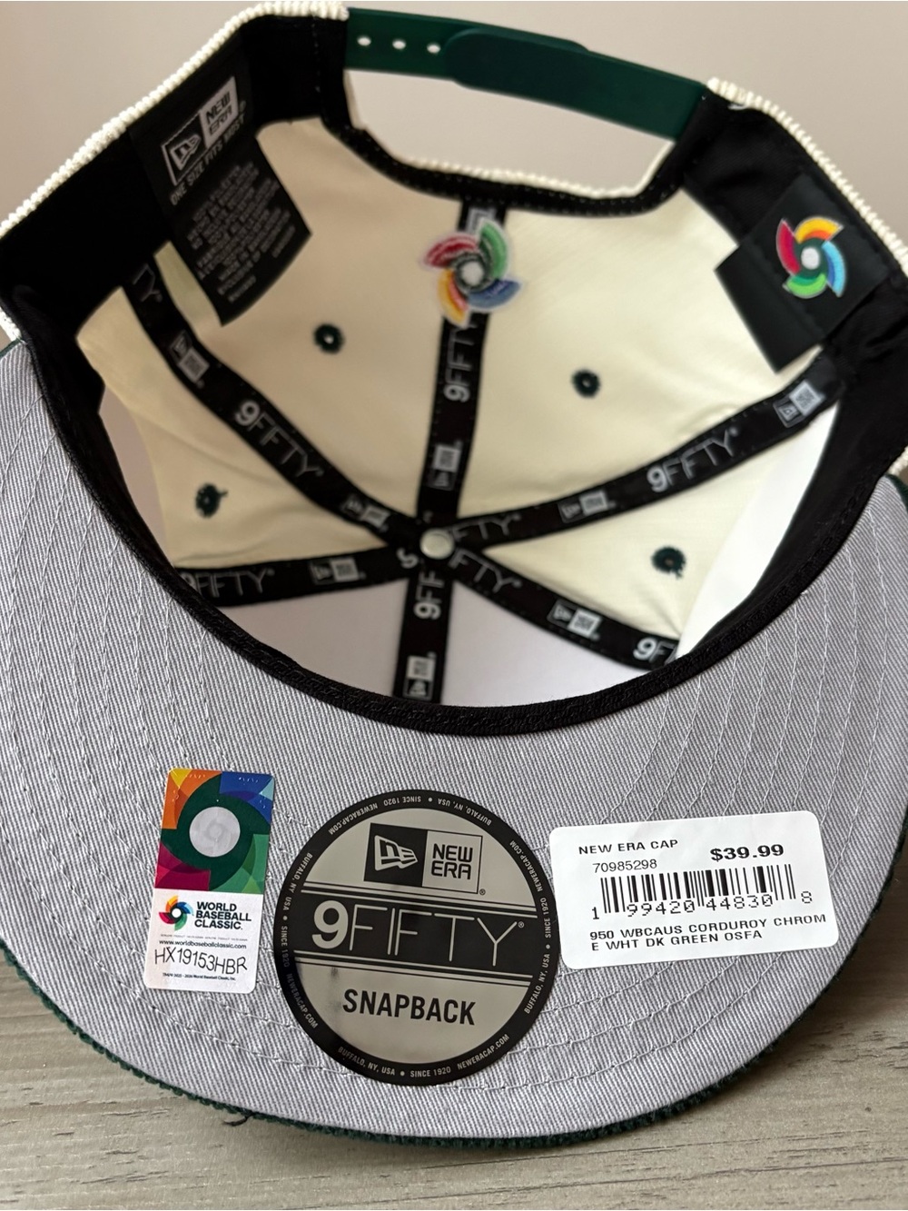 RARE New Era 9Fifty Chrome WBC Baseball Team Australia Corduroy SnapBack Hat - Picture 5 of 8